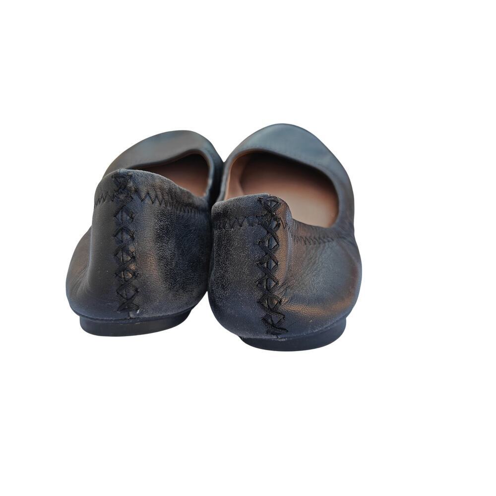 Lucky Brand Emmie Black Leather Ballet Flats Slip On - Picture 4 of 5